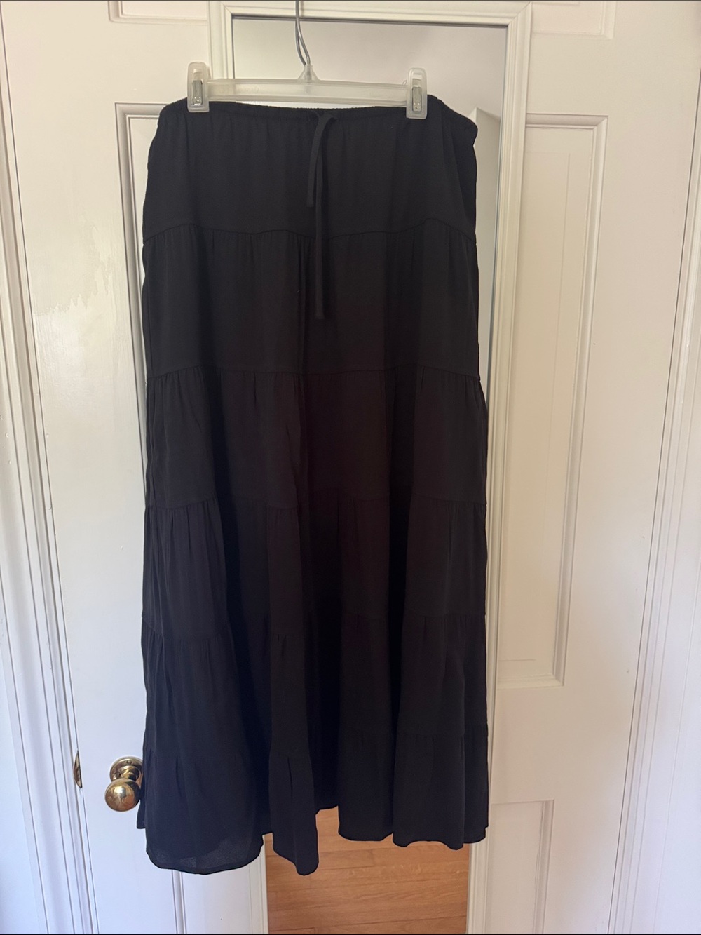 Wilfred Black Tiered Maxi Skirt with Drawstring